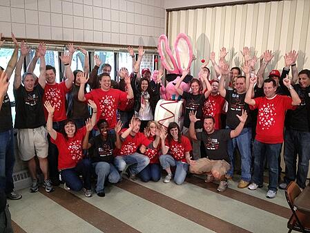 Energizer Bunny and TC Habitat Volunteers