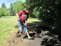 Shoveling Dirt at Habitat home in Brooklyn Park