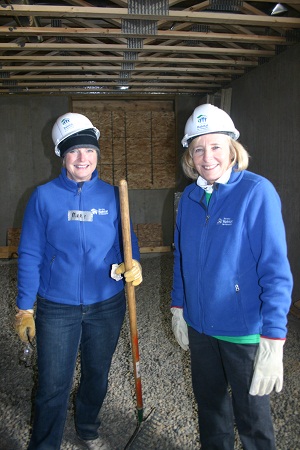 Mary Brainerd and Sue Haigh working on a Habitat home