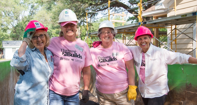 Two Groups Volunteer Together for “Diva Day” on Habitat Build Site