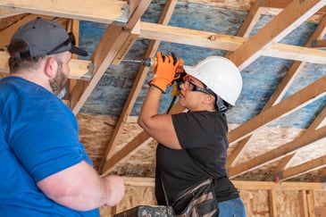 Habitat homeowner Kera volunteering on a Habitat build