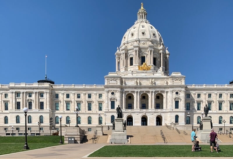 The Minnesota Capitol Building in the sun.
