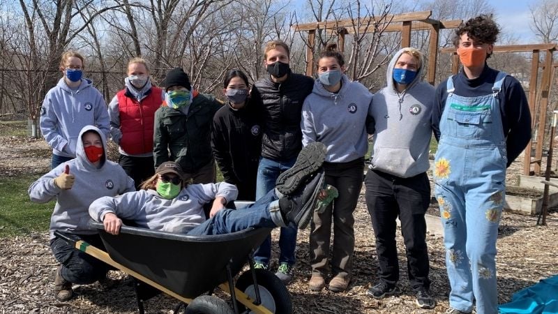 AmeriCorps members at the Roseville Arboretum.