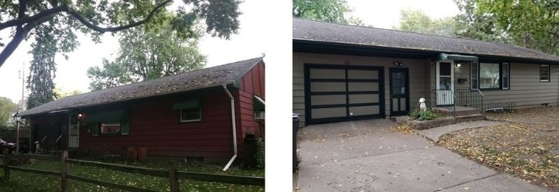 Before and after images of Cynthia's home.