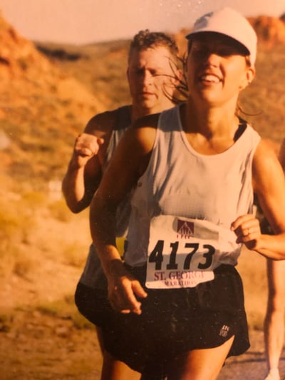 Pam running in the St. George Marathon.