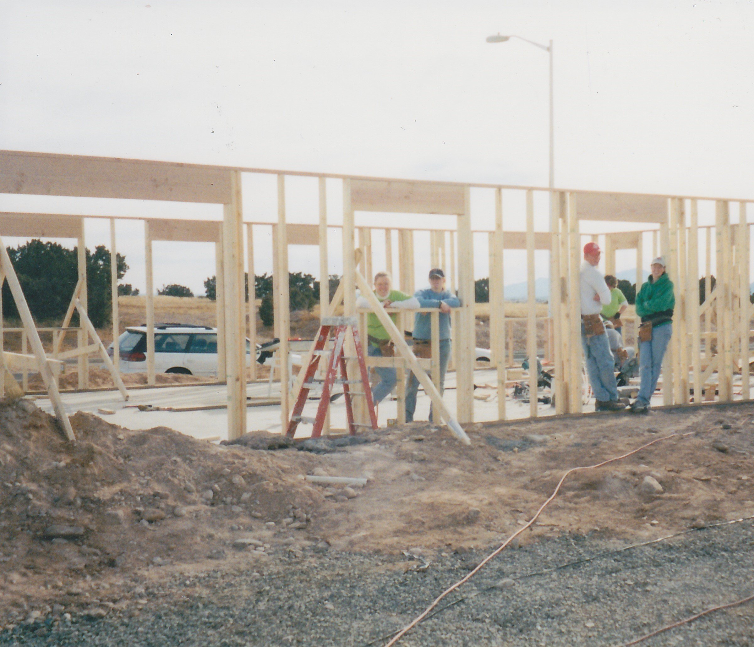 Habitat volunteer Dawn Puroway with crew on a January 2002 homebuild in Santa Fe