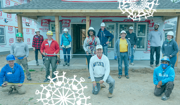 group of volunteers on a build site