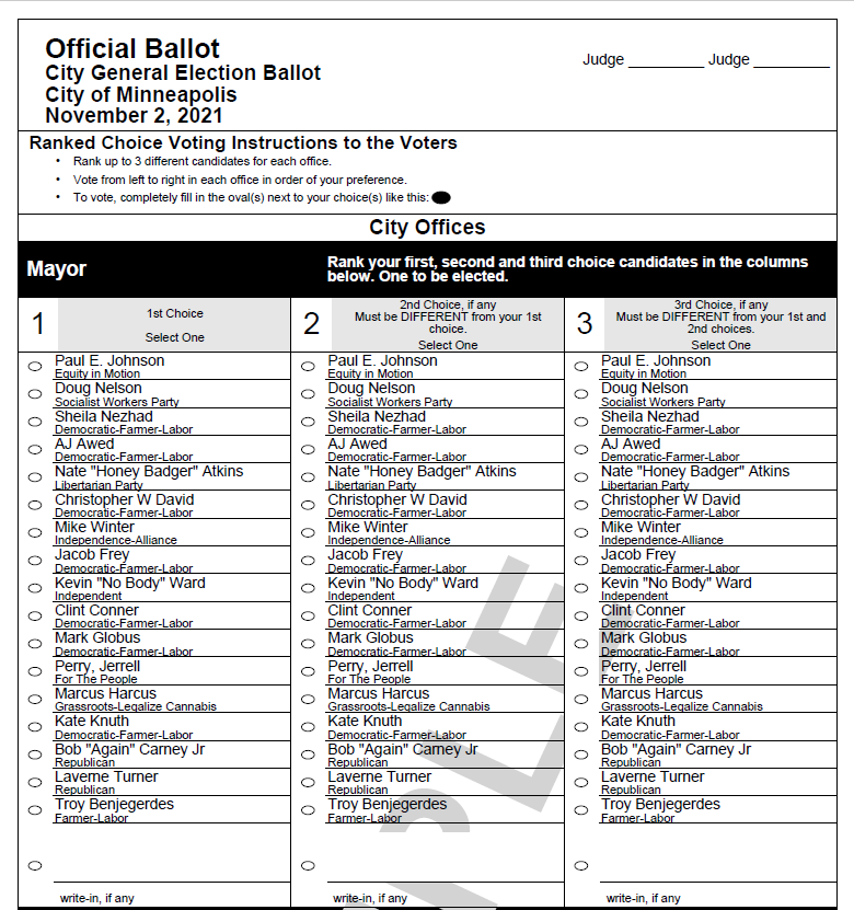 Minneapolis 2021 Ballot Example.