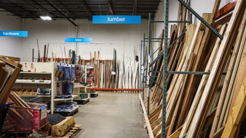 Donated building materials at ReStore.