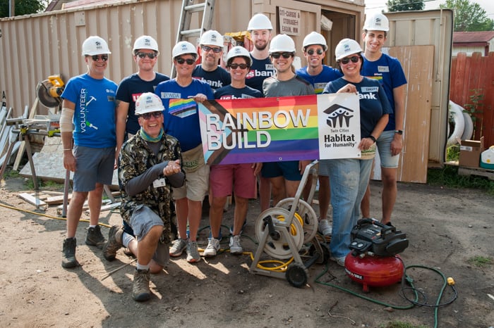 Rainbow Build 2021 group with banner