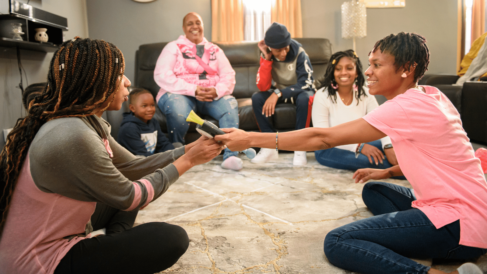 Deborahs family playing bop-it