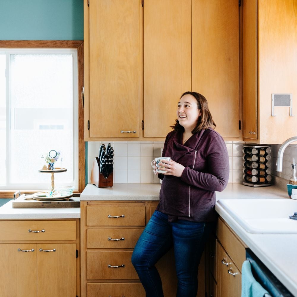 Homeowner Anne in her kitchen.