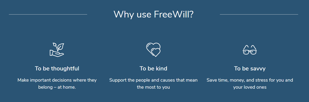 Graphic: Use FreeWill to be thoughtful, kind, and savvy.