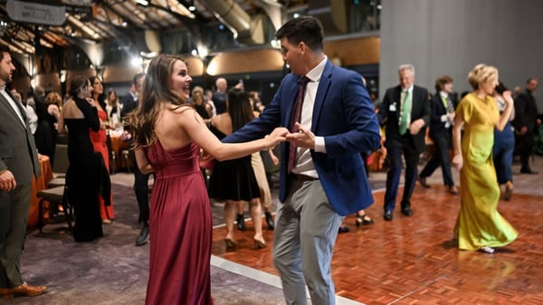 Couple dancing at the after party.