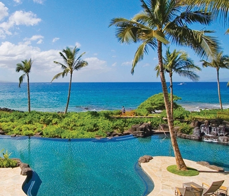 A Hawaiian pool and beach.