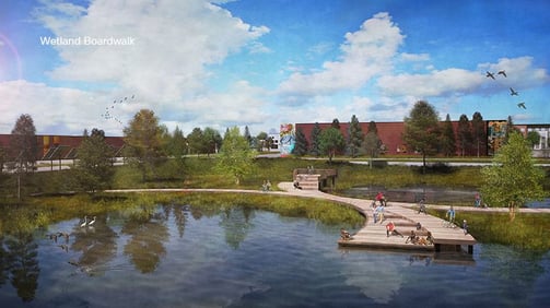 Rendering of wetlands at the future Heights Development.