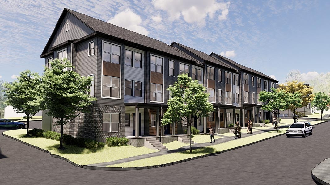 A rendering of the planned Harrison Townhomes project.