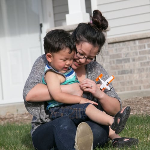 Homeowner Kathy and her child.