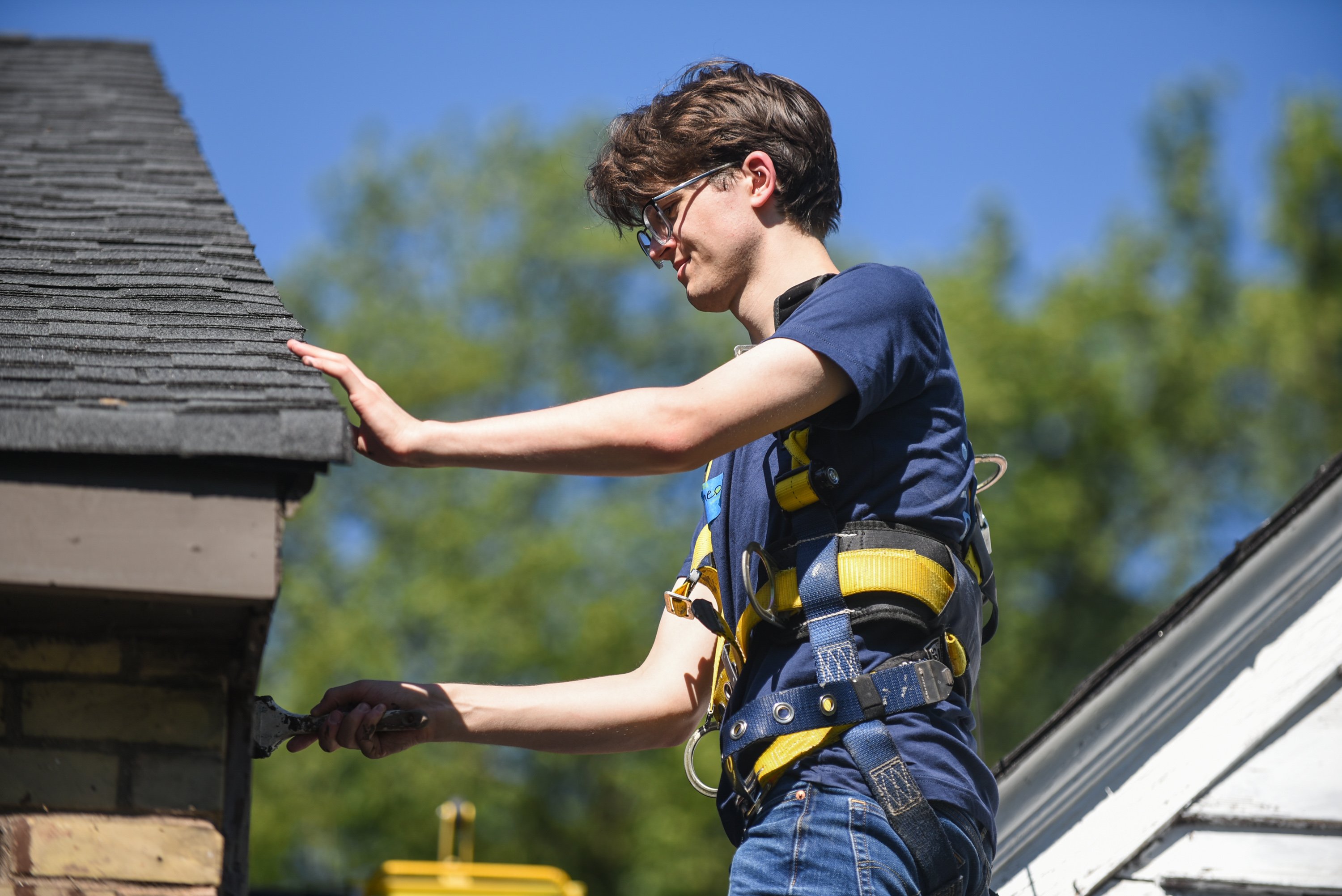 Working on roof.