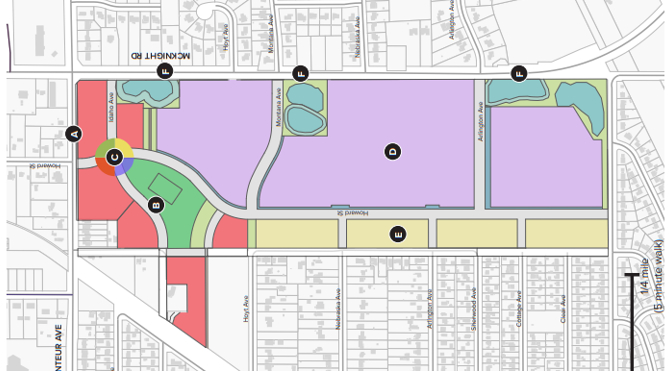 Aerial view of the property outlines for The Heights.