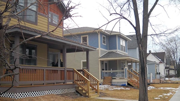 Street view of Habitat homes in Minneapolis