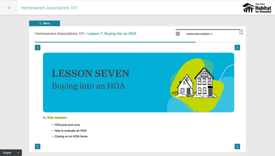 Another screenshot of online HOA course.