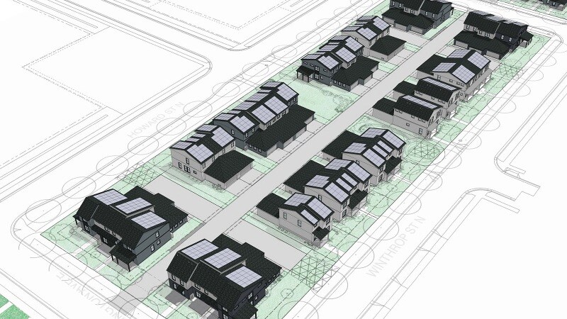 Rendering of housing units at The Heights.