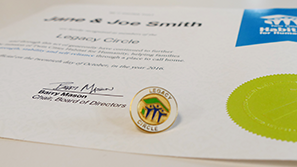 Legacy Circle certificate and pin.