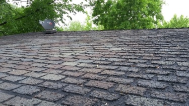 Close up of weathered roof shingles