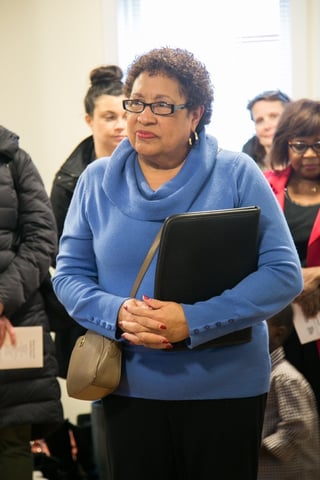 Linda White at a Habitat dedication