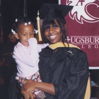 Simone at grad school graduation