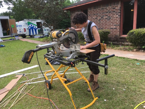 AmeriCorps member working outside