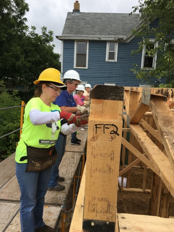 Women from First Presbyterian Church of Stillwater working on the second floor