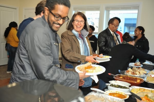 The food table at Adanech's home dedication