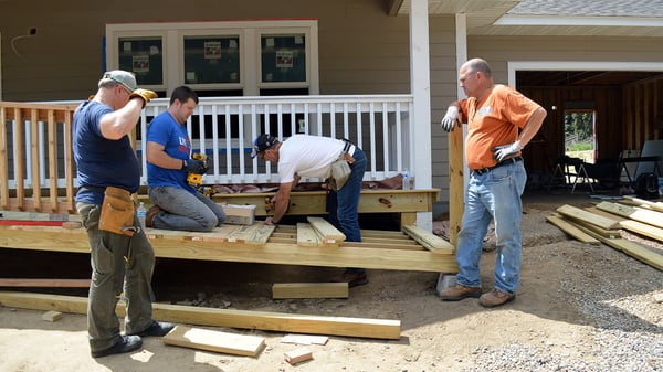 Volunteers working on the ramp