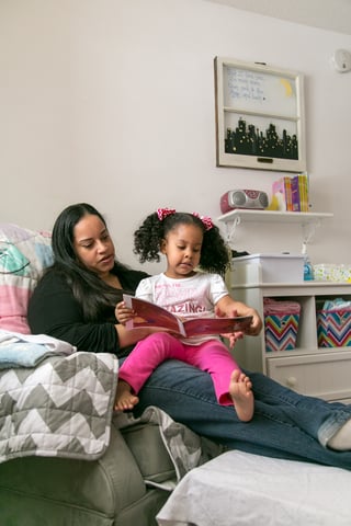 Kera and daughter reading