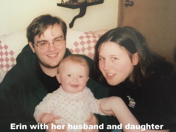 Erin with her husband and daughter