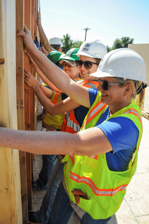 Volunteers smiling