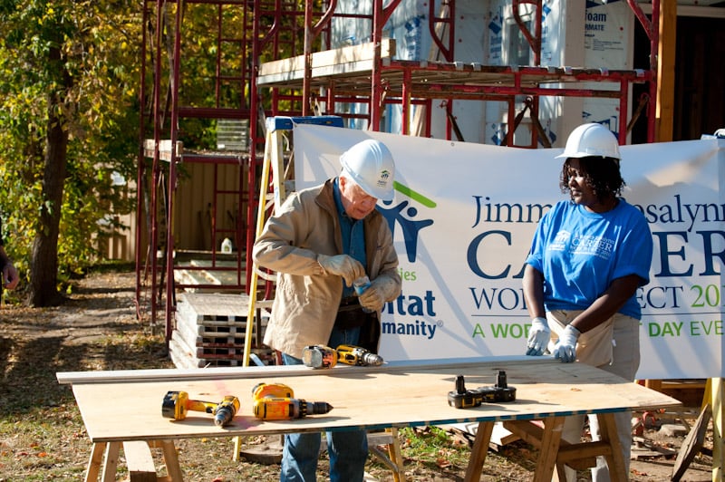 Melo building with Jimmy Carter