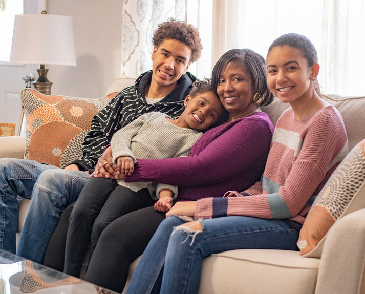 LaShonda's family in their living room.