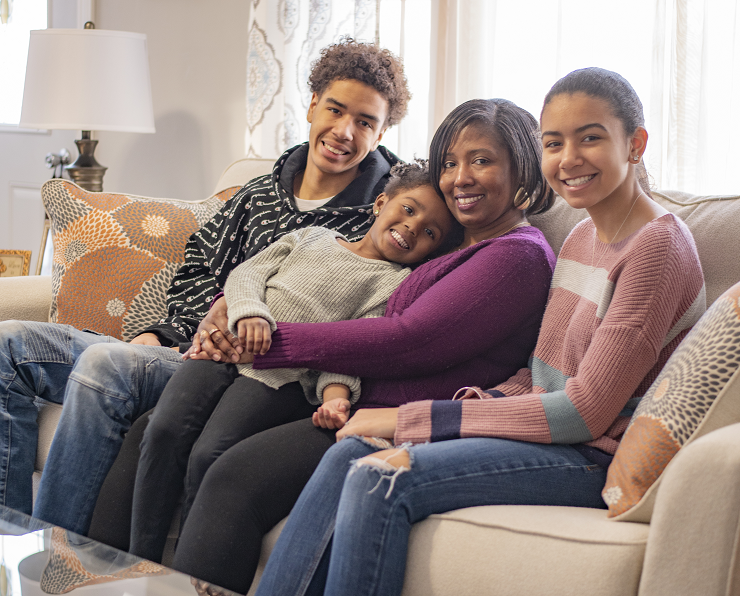 LaShonda's family in their living room