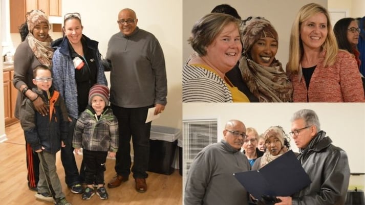 Collage of photos from Etsehiwot's home dedication.