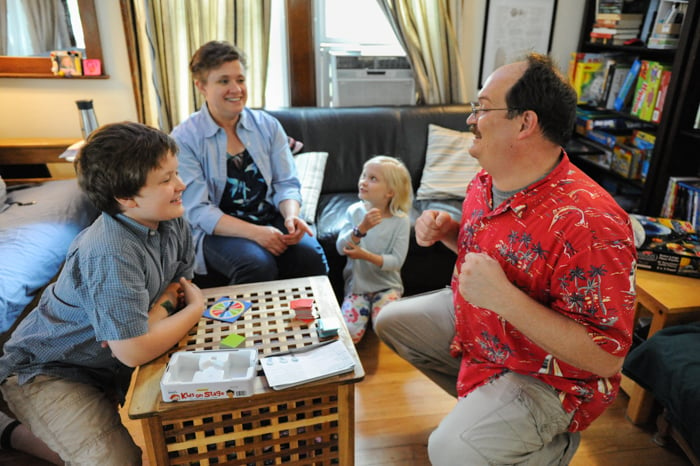 Beth's family playing a game