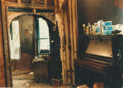 Piano in the gutted out living room