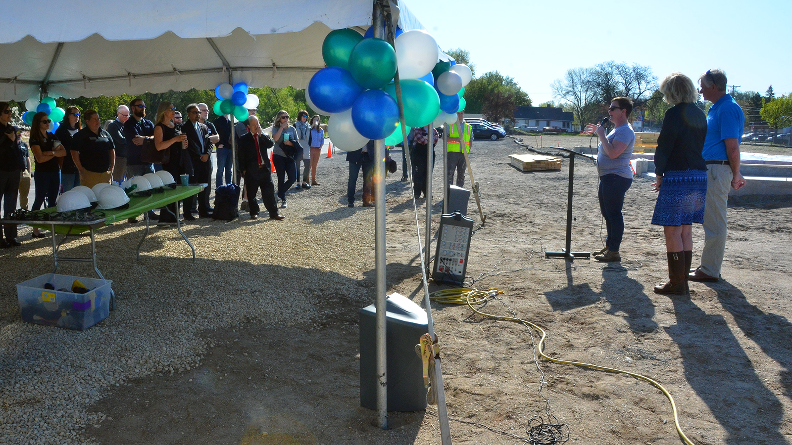 Amy Brendmoen speaking at Habitat construction kickoff in St. Paul