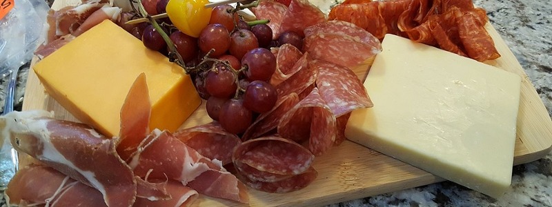 charcuterie tray with meats and cheeses