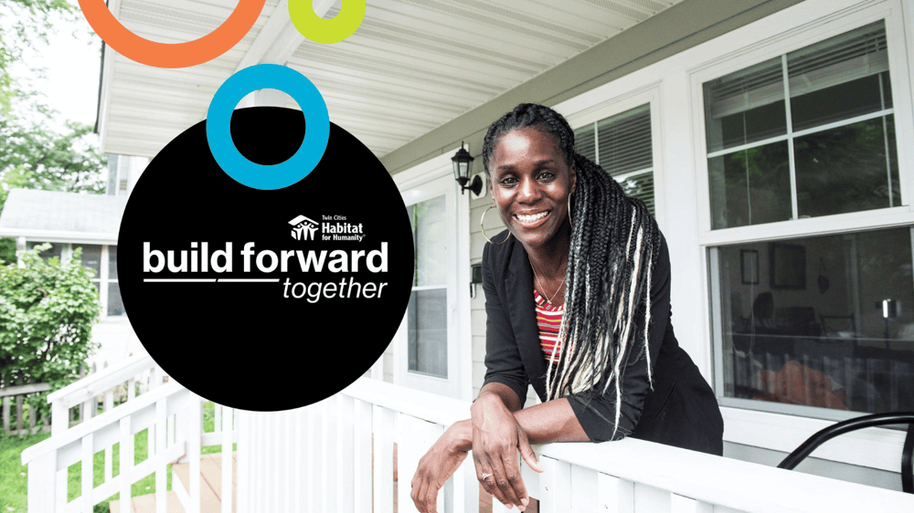 build forward together graphic with homeowner LeAndra