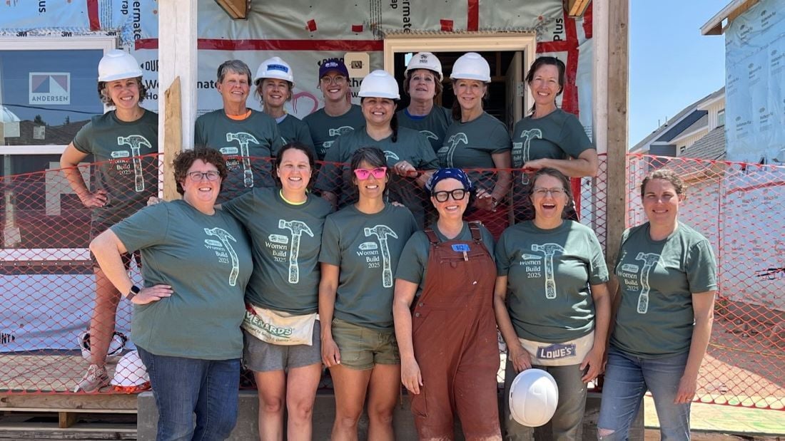 Women Build volunteers on site.