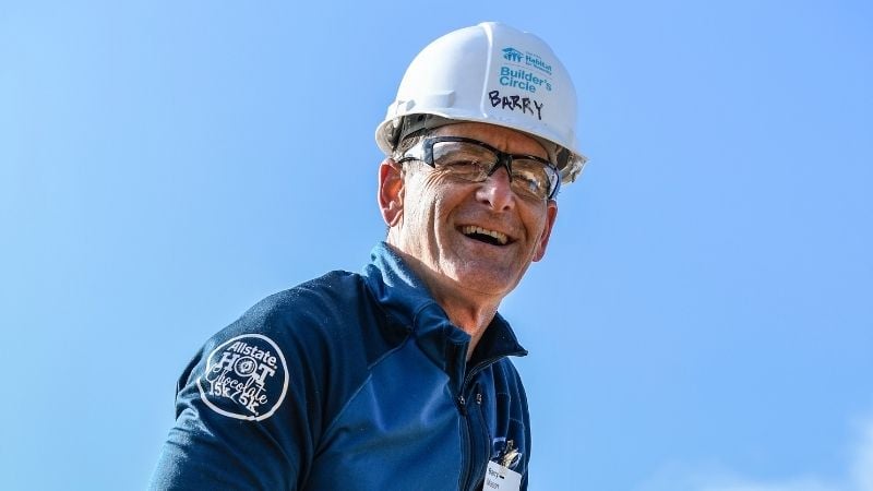 Barry Mason smiling in a hard hat and safety goggles.