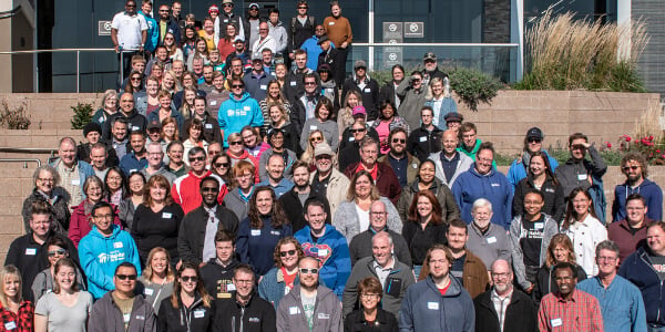 A group photo of all the Twin Cities Habitat for Humanity employees.